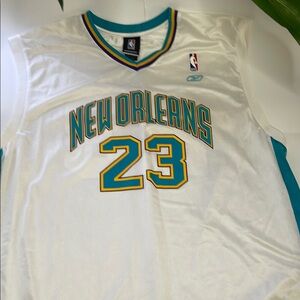 Reebok White and Blue Basketball Jersey
